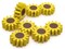 8 21mm Sunflower Beads Yellow Flower with Brown Center Flat Floral Wood Beads
